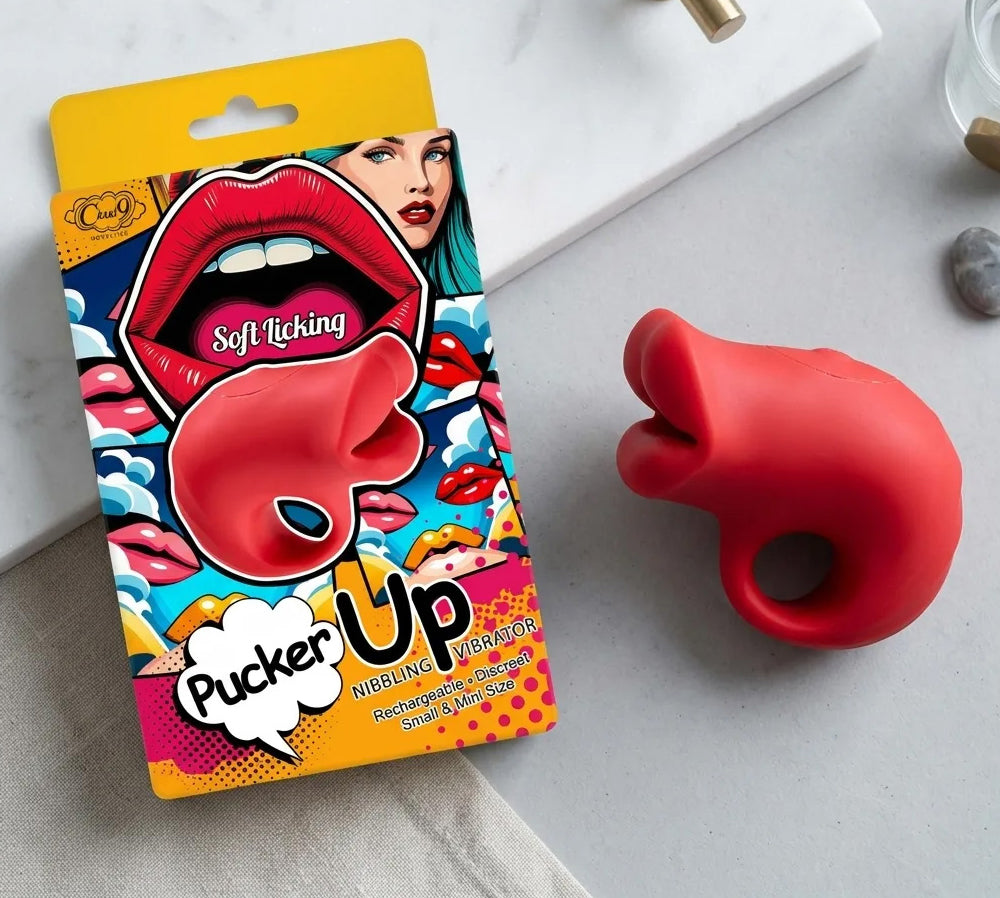 PUCKER UP LIPS WITH ERGONOMIC FINGER HOLD RED