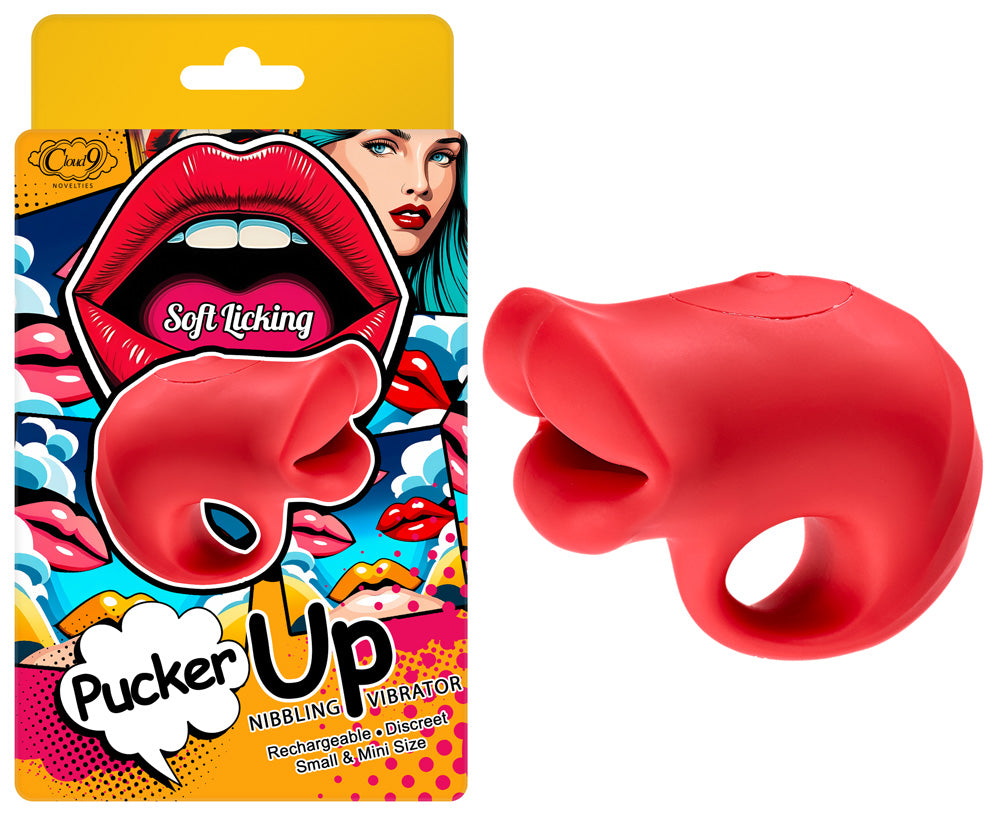 PUCKER UP LIPS WITH ERGONOMIC FINGER HOLD RED