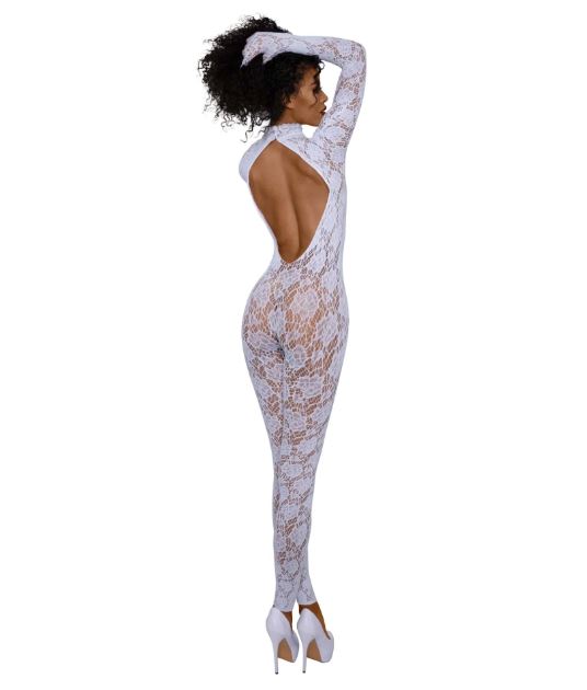 DREAMGIRL WHITE GLOVED BODYSTOCKING OS