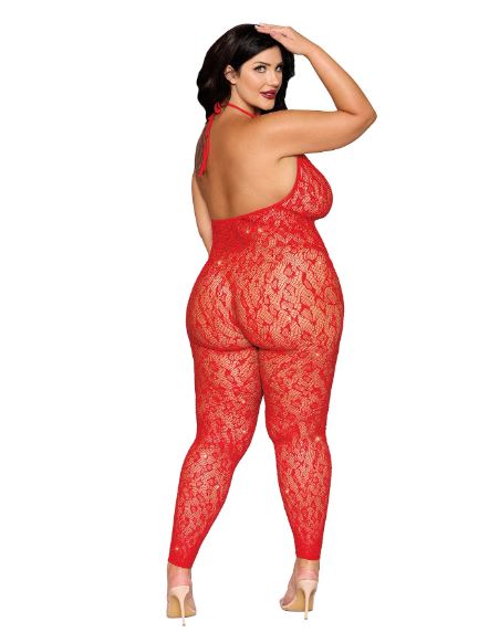 Rhinestone Bodystocking – Poinsettia, Q/S