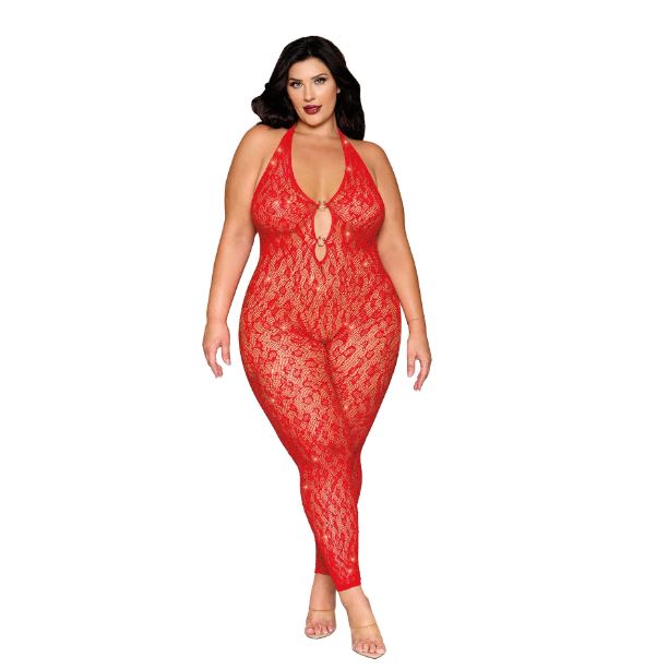 Rhinestone Bodystocking – Poinsettia, Q/S