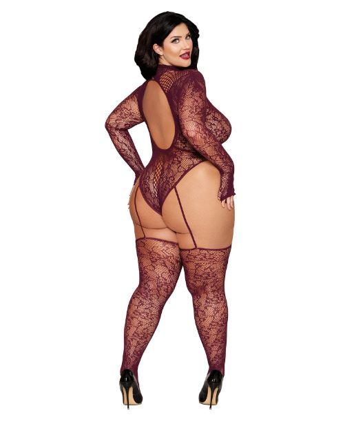 TEDDY BODYSTOCKING CHERRY LACQUER Q/S