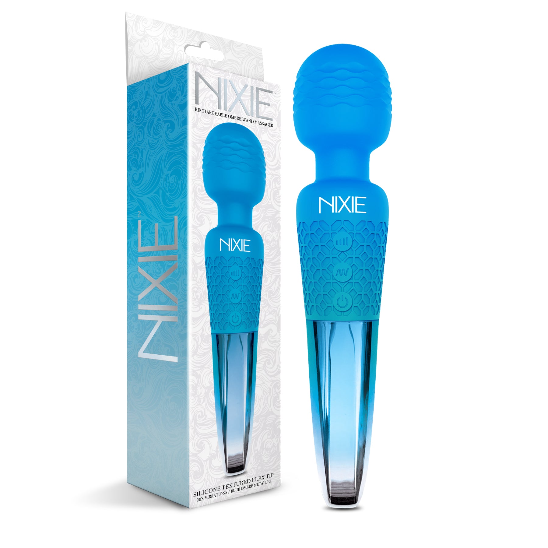 NIXIE WAND MASSAGER BLUE OMBRE METALLIC