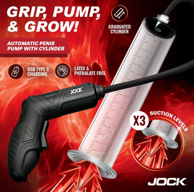 JOCK ADVANCED POWER PUMPER PENIS PUMP W/CYLINDER