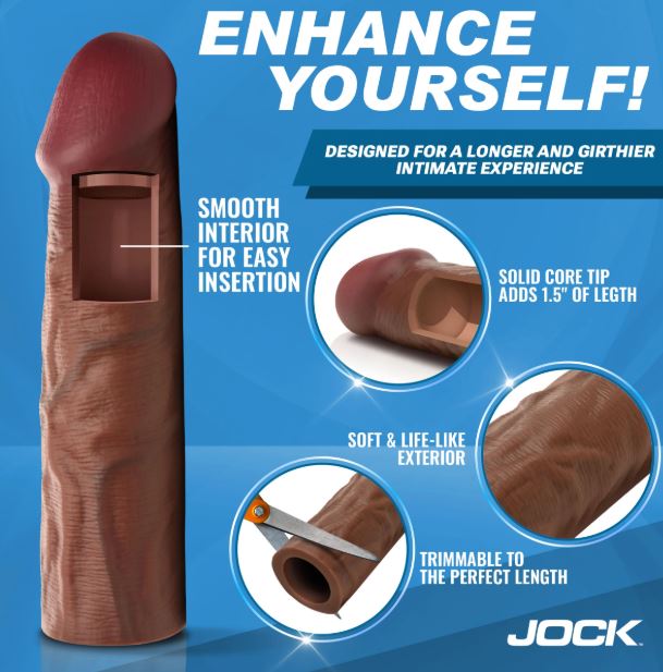 JOCK ENHANCERS 1.5IN REALISTIC PENIS EXTENSION DARK