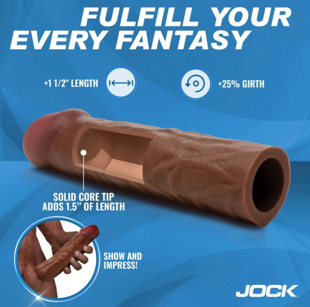 JOCK ENHANCERS 1.5IN REALISTIC PENIS EXTENSION DARK