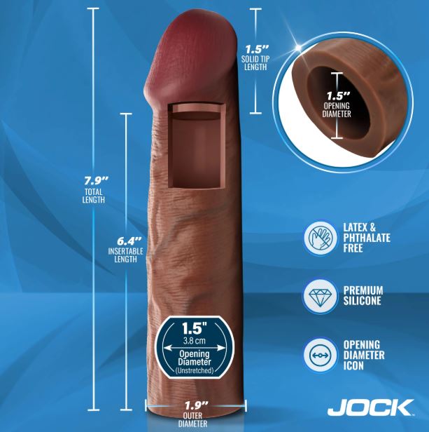 JOCK ENHANCERS 1.5IN REALISTIC PENIS EXTENSION DARK