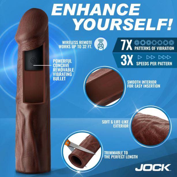 JOCK ENHANCERS 1.5IN REALISTIC PENIS EXTENSION VIBRATING DARK