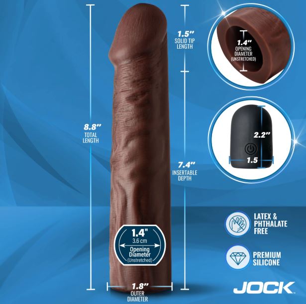 JOCK ENHANCERS 1.5IN REALISTIC PENIS EXTENSION VIBRATING DARK