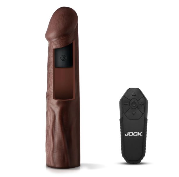 JOCK ENHANCERS 1.5IN REALISTIC PENIS EXTENSION VIBRATING DARK