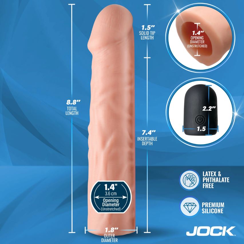 JOCK ENHANCERS 1.5IN REALISTIC PENIS EXTENSION VIBRATING LIGHT