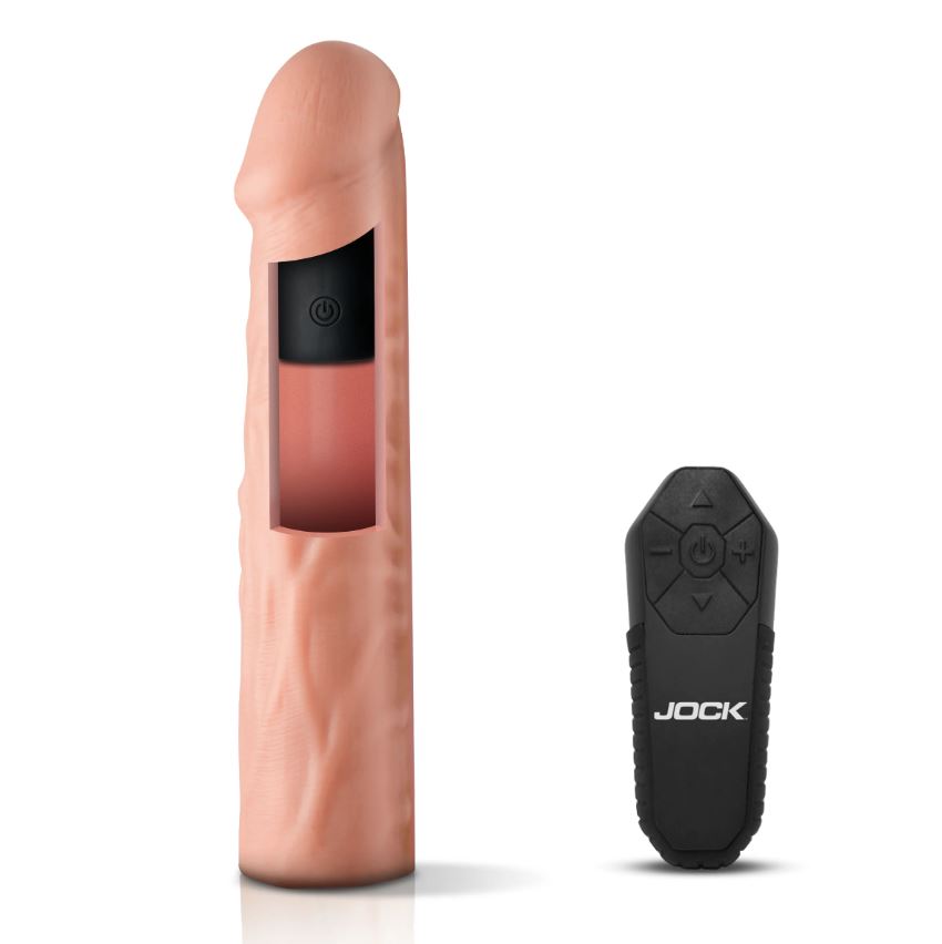 JOCK ENHANCERS 1.5IN REALISTIC PENIS EXTENSION VIBRATING LIGHT