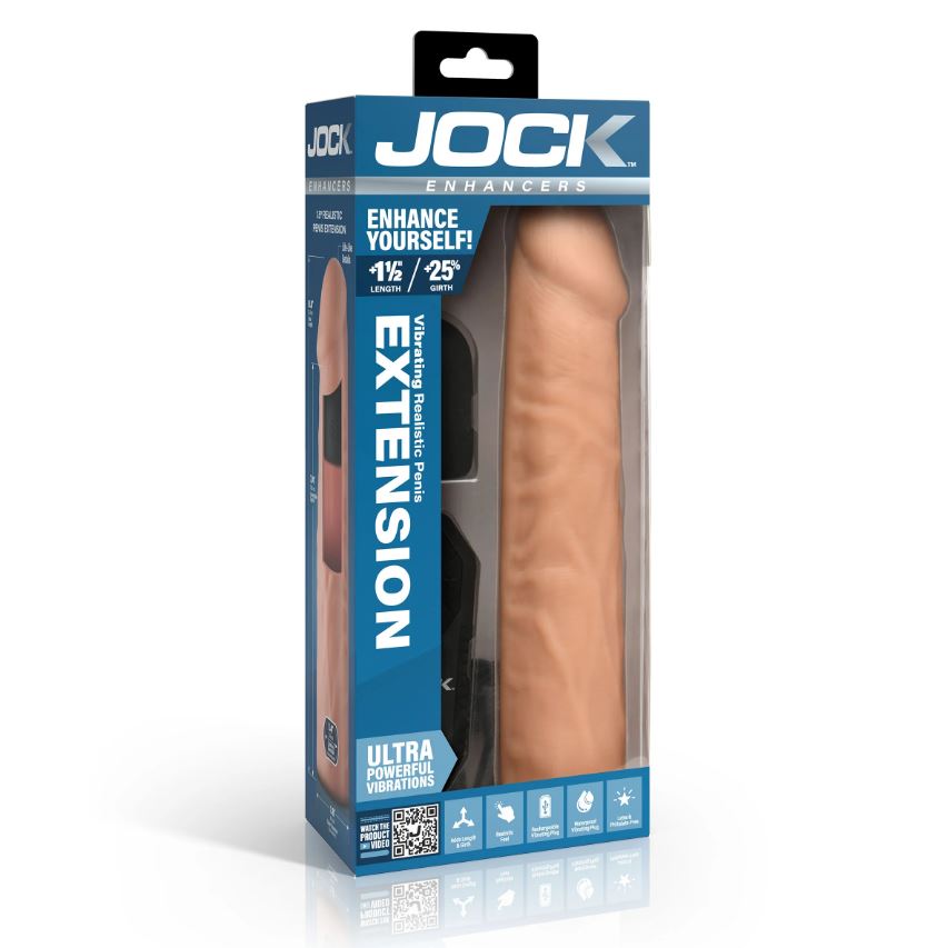 JOCK ENHANCERS 1.5IN REALISTIC PENIS EXTENSION VIBRATING LIGHT