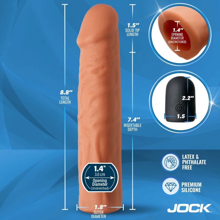 JOCK ENHANCERS 1.5IN REALISTIC PENIS EXTENSION VIBRATING MEDIUM