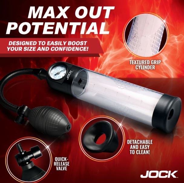 JOCK ADVANCED PUMP UP GAUGE PENIS PUMP W/BULB