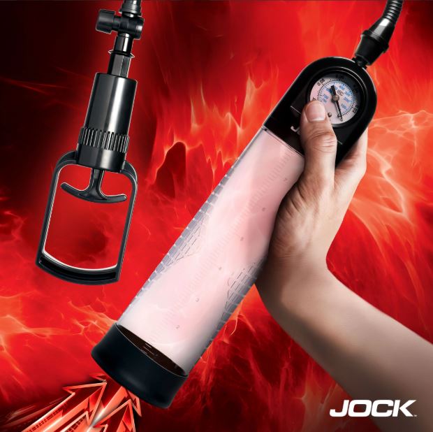 JOCK ADVANCED PUMP UP GAUGE PENIS PUMP W/PULL HANDLE