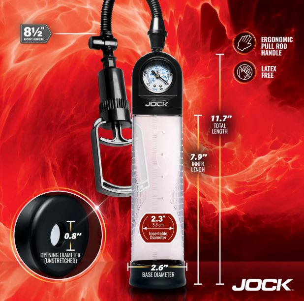 JOCK ADVANCED PUMP UP GAUGE PENIS PUMP W/PULL HANDLE