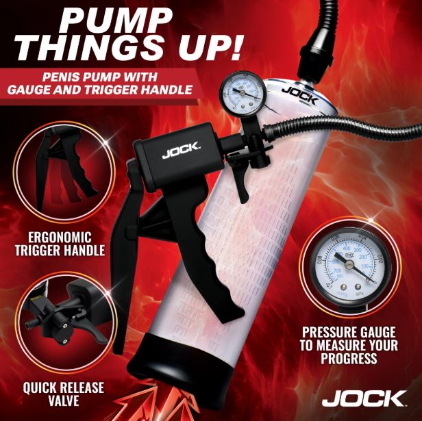 JOCK ADVANCED PUMP UP PENIS PUMP W/GAUGE &TRIGGER HANDLE