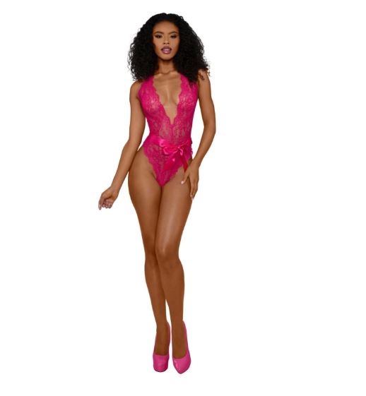 DREAMGIRL TIANA LACE TEDDY S/SATIN TIE S/M