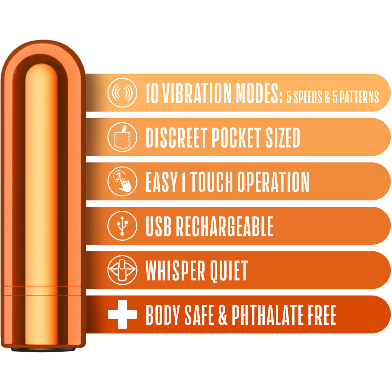 KOOL VIBES - RECHARGEABLE MINI BULLET - TANGERINE