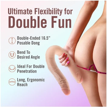 DR SKIN PLUS - 16.5 POSABLE DOUBLE DONG - BEIGE "