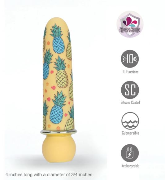 KONA RECHARGEABLE POWERFUL BULLET PINNEAPPLE PRINT JAGUAR POWER