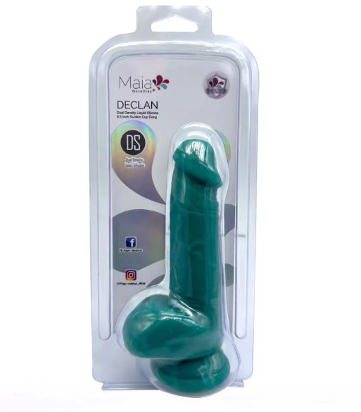 DECLAN 6.5IN LIQUID SILICONE DONG GREEN
