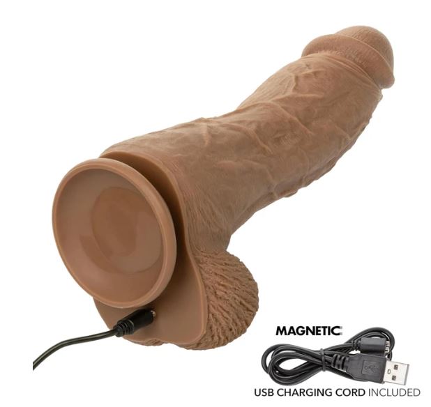 STUDS RECHARGEABLE VIBRATING 9.5 SUCTION CUP DILDO ENERGY BROWN"