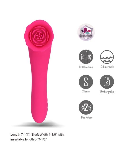 ROZA 10 FUNCTION SILICONE PREMIUM DUAL MOTOR ROSE MASSAGER PINK