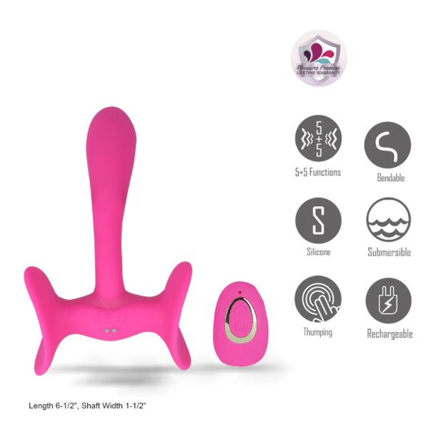 PAISLEE DUAL MOTOR THIIGH HOLD VIBRATOR PINK