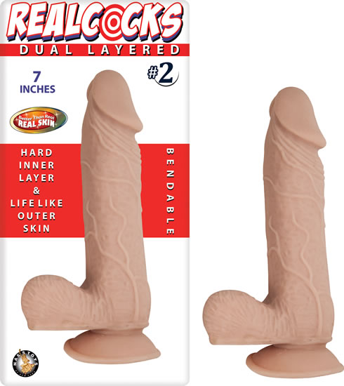REAL COCKS DUAL LAYERED #2 FLESH 7 "