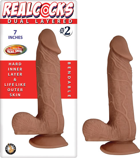 Real Cocks Dual Layered #2 7" – Brown