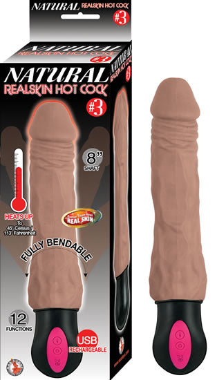 Natural RealSkin Hot Cock #3 Brown Vibrating Dildo