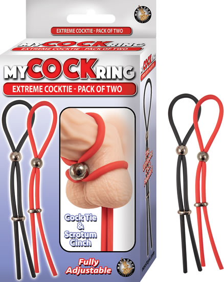 My Cockring Extreme Cocktie – 2 Pack, Black & Red