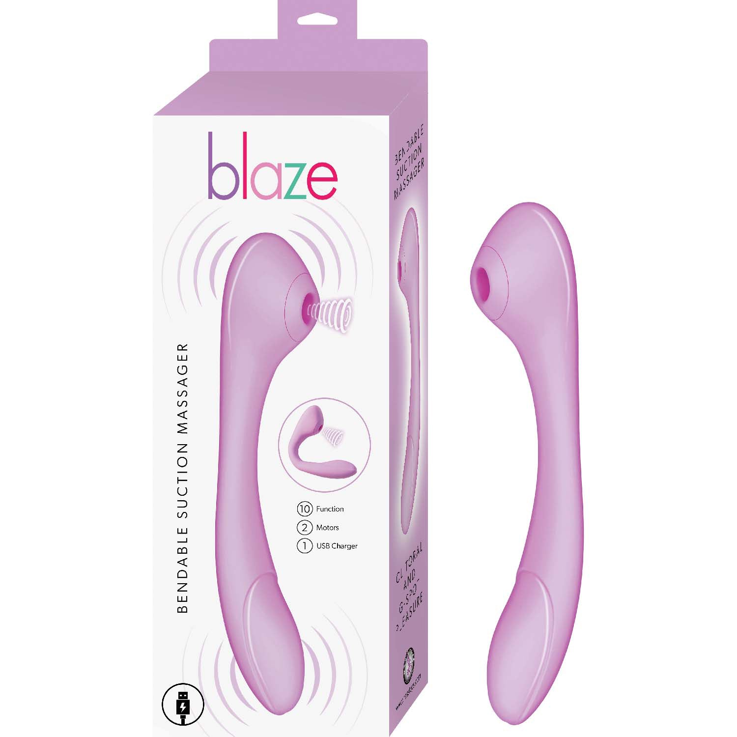 Blaze Bendable Suction Massager – Lavender