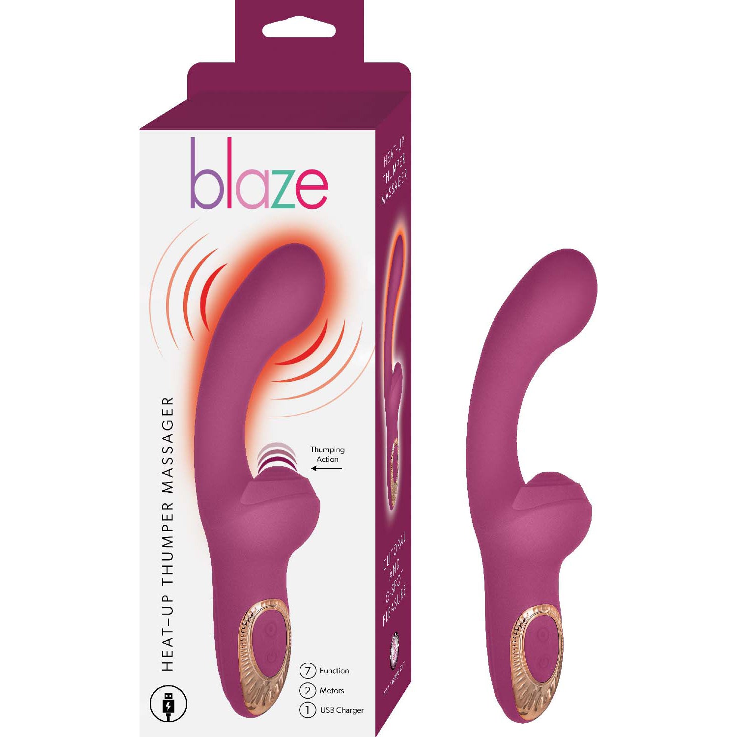 Blaze Heat-Up Thumper Massager – Eggplant