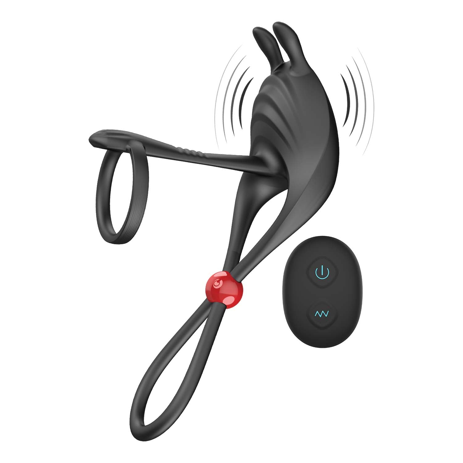 Cockpower Cockring & Ball Cinch With Remote – Black