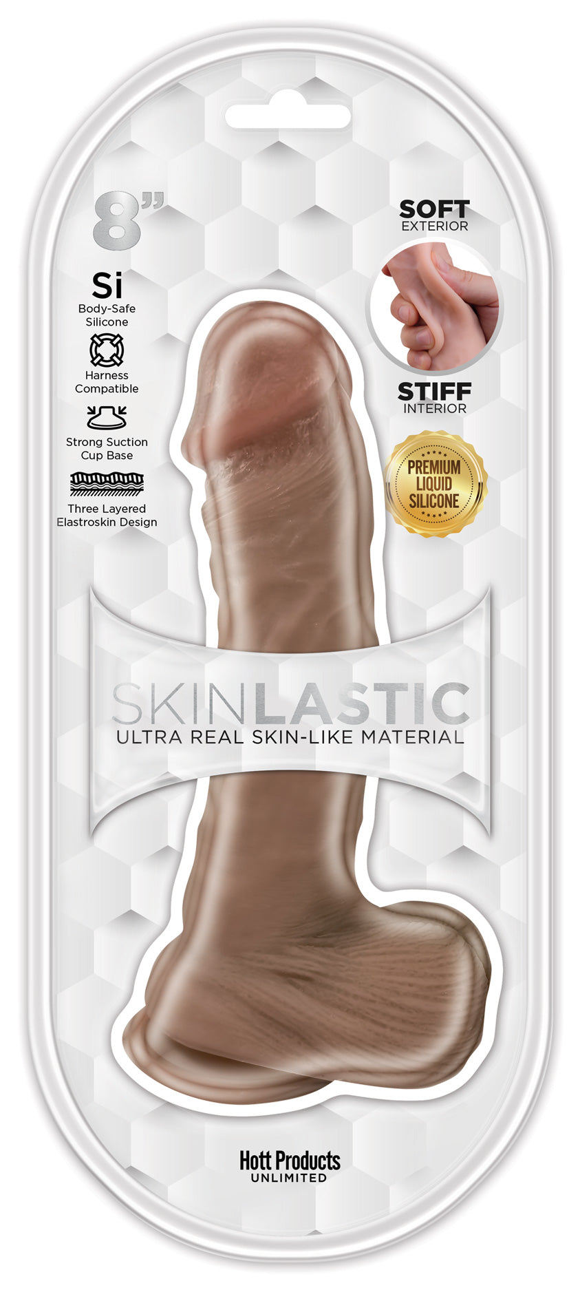 Skinsations Skinlastic Sliding Skin Dildo 8" with Suction Base