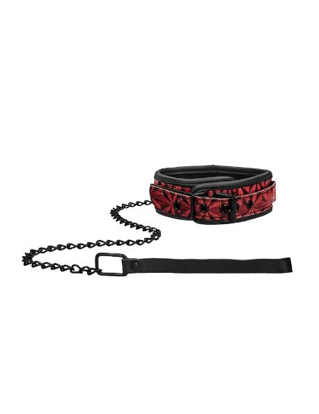 OUCH! LUXURY COLLAR WITH LEASH BURGUNDY