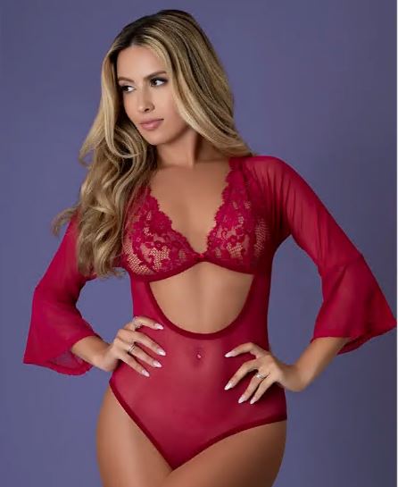 SLEEVE 3/4 PLAYSUIT CHERRY L