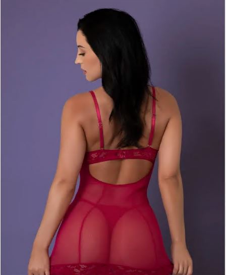 Chemise & Thong Set – Cherry, M, Demi Cup