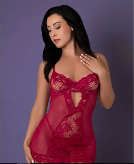 Chemise & Thong Set – Cherry, M, Demi Cup
