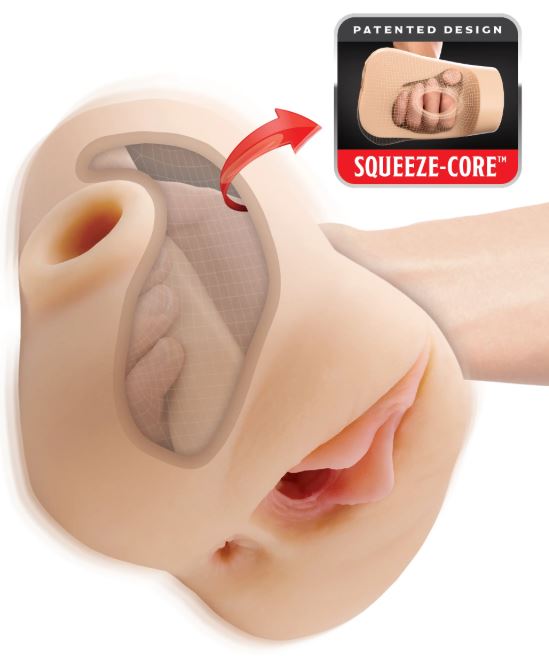 PDX Plus Double Pounder Vibrating Squeeze Stroker – Light