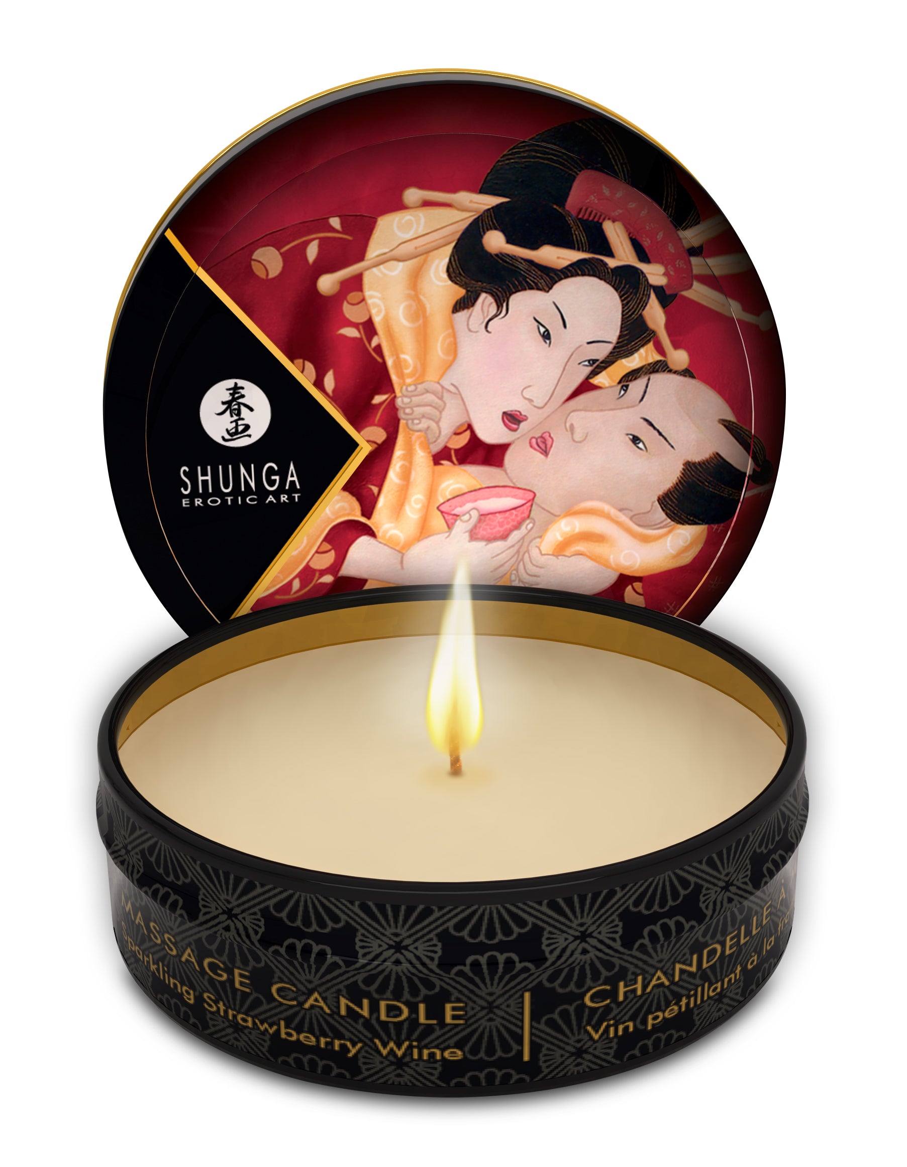 MINI MASSAGE CANDLE ROMANCE/ SPARKLING STRAWBERRY WINE 1 OZ