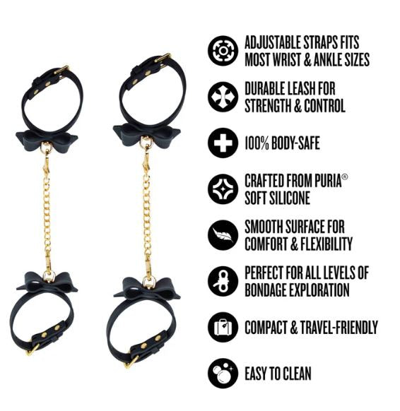 TEMPTASIA ARDOR WRIST & ANKLE RESTRAINTS BLACK W/BOW