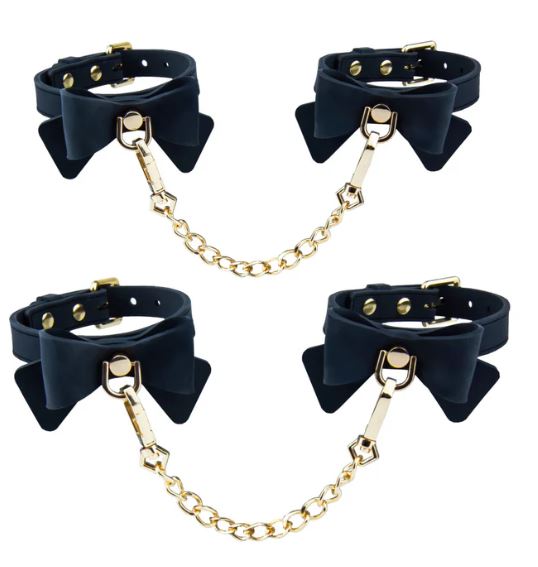 TEMPTASIA ARDOR WRIST & ANKLE RESTRAINTS BLACK W/BOW