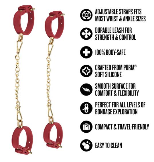 TEMPTASIA ARDOR WRIST & ANKLE RESTRAINTS BLACK RED