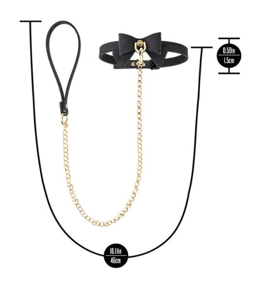 TEMPTASIA ARDOR COLLAR & LEASH BLACK W/ BOW