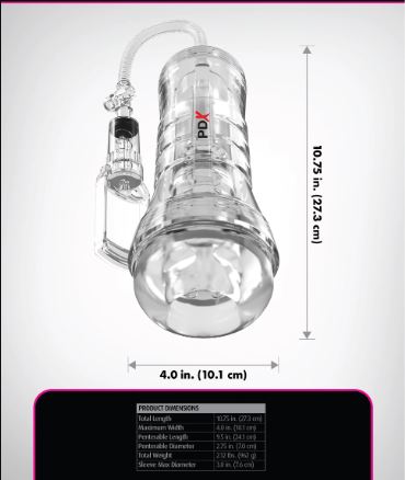 PDX Elite ViewTube VAC XXL Pump See-Through EZ Grip Stroker