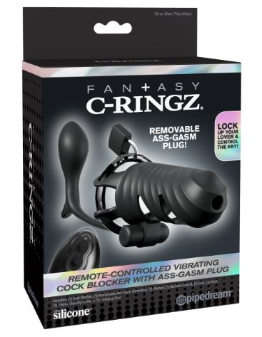 Fantasy C-Ringz Vibrating Cock Blocker Ass-Gasm Plug – Black